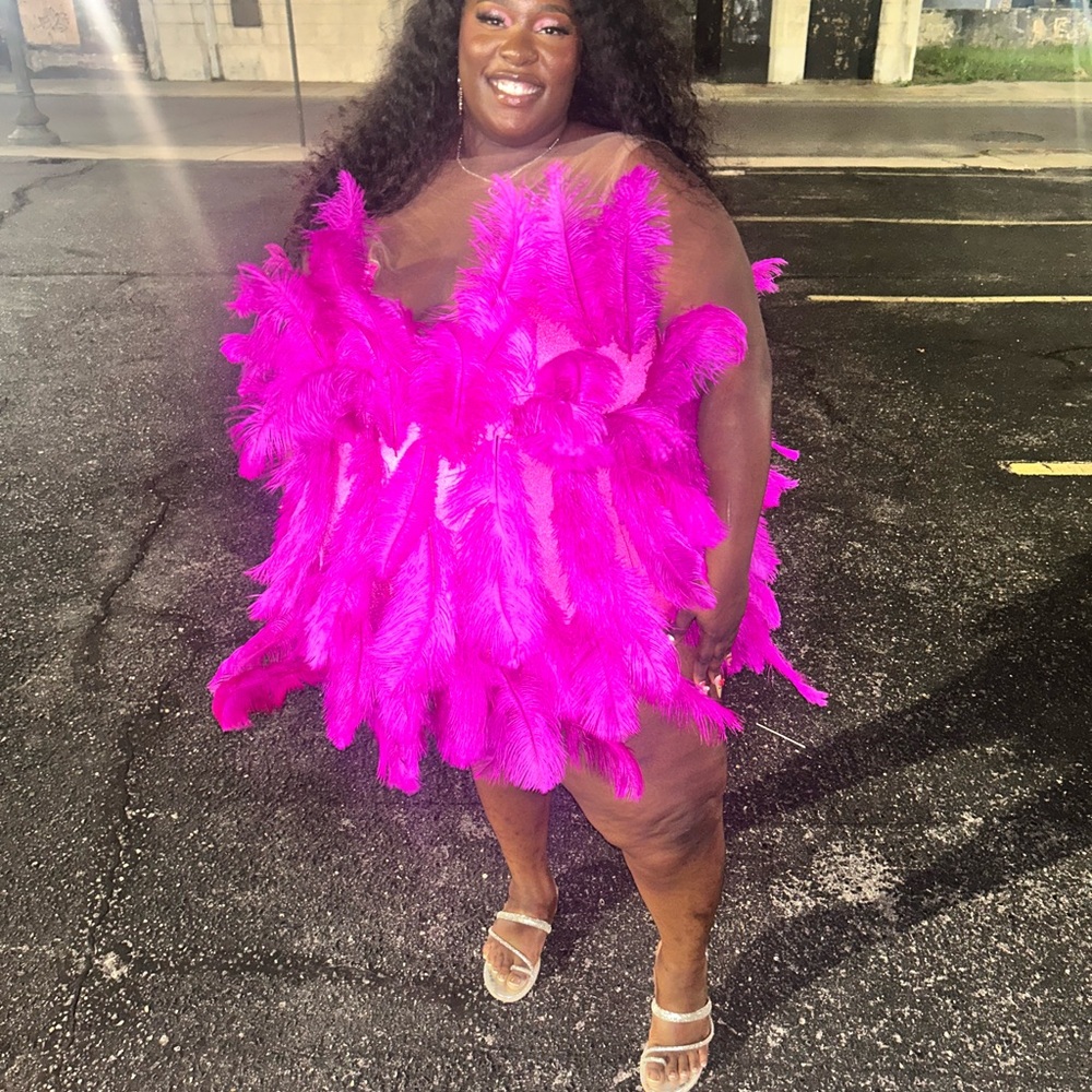 Vibrant Pink Feathered Dress